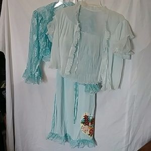 3pc Vintage slip and bed jackets set